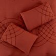 Benjara Alice 5-Piece Red Stitched Microfiber Queen Comforter Set