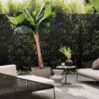 FENCY HD-A-GE04013 76 in. H x 47.2 in. W Galvanized Metal Outdoor Privacy Screens Garden Fence Spoondrift Pattern in Black