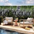 FENCY HD-A-GE04013 76 in. H x 47.2 in. W Galvanized Metal Outdoor Privacy Screens Garden Fence Spoondrift Pattern in Black