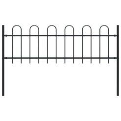 Afoxsos HDDB2004 66.9 in. L x 43.3 in. H Black Steel Garden Fence Decorative Fence with Hoop Top