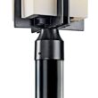 KICHLER Tremillo Hardwired 1-Light Black 4x4 Outdoor Deck Lamp Post Light with Satin Etched Cased Opal (1-Pack)