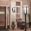 KICHLER Tremillo Hardwired 1-Light Black 4x4 Outdoor Deck Lamp Post Light with Satin Etched Cased Opal (1-Pack)