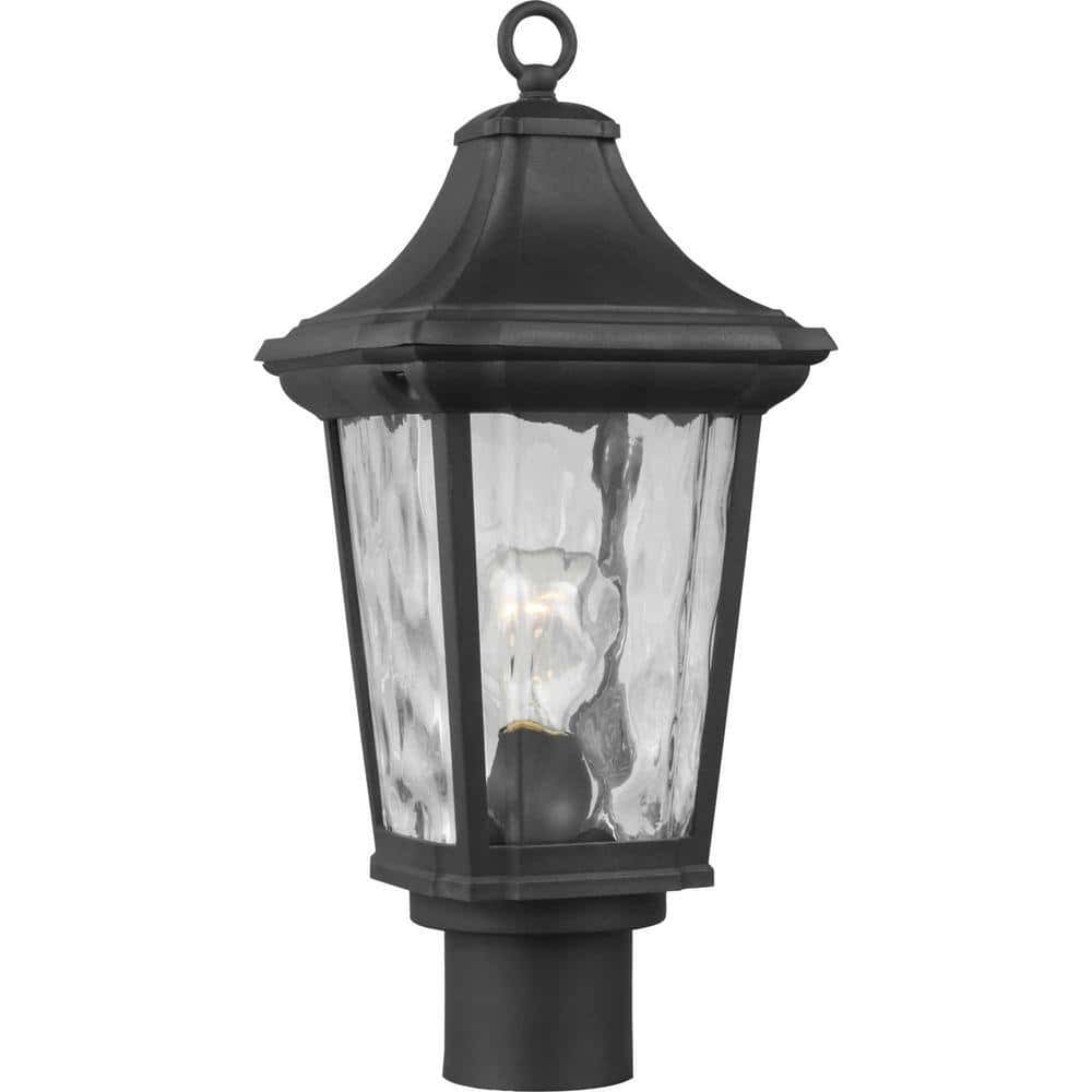 Progress Lighting Marquette Collection 1-Light Textured Black Clear Water Glass New Traditional Outdoor Post Lantern Light Progress Lighting Marquette Collection 1-Light Textured Black Clear Water Glass New Traditional Outdoor Post Lantern Light