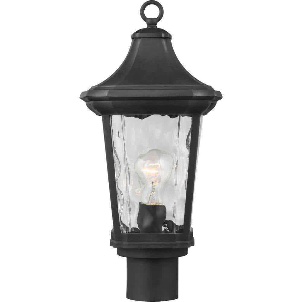 Progress Lighting Marquette Collection 1-Light Textured Black Clear Water Glass New Traditional Outdoor Post Lantern Light Progress Lighting Marquette Collection 1-Light Textured Black Clear Water Glass New Traditional Outdoor Post Lantern Light - Image 3