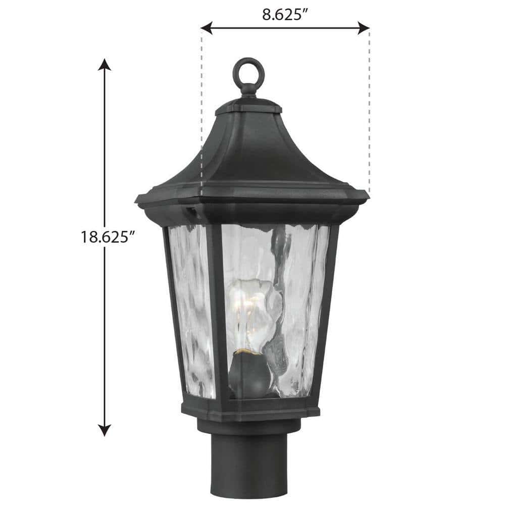 Progress Lighting Marquette Collection 1-Light Textured Black Clear Water Glass New Traditional Outdoor Post Lantern Light Progress Lighting Marquette Collection 1-Light Textured Black Clear Water Glass New Traditional Outdoor Post Lantern Light - Image 8