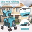 Tatayosi J-H-W104164382 Portable Folding Dog Stroller Travel Cage Stroller for Pet Cat Kitten Puppy Carriages - Large 4 Wheels