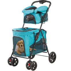 Tatayosi J-H-W104164382 Portable Folding Dog Stroller Travel Cage Stroller for Pet Cat Kitten Puppy Carriages - Large 4 Wheels