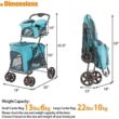 Tatayosi J-H-W104164382 Portable Folding Dog Stroller Travel Cage Stroller for Pet Cat Kitten Puppy Carriages - Large 4 Wheels