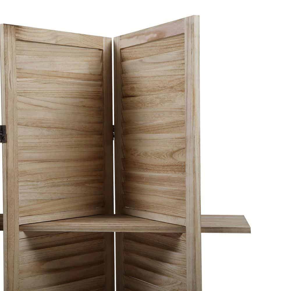 Tunearary Outdoor Sycamore Wood Foldable Screen with Shelves, 4 Panels Tunearary Outdoor Sycamore Wood Foldable Screen with Shelves, 4 Panels - Image 4