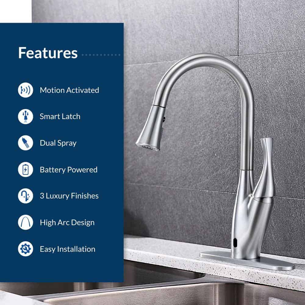 FLOW X Series Single-Handle Pull-Down Sprayer Kitchen Faucet with Motion Sensor in Brushed Nickel FLOW X Series Single-Handle Pull-Down Sprayer Kitchen Faucet with Motion Sensor in Brushed Nickel - Image 3