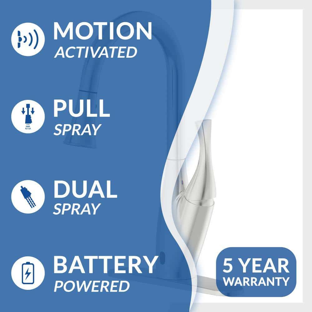 FLOW X Series Single-Handle Pull-Down Sprayer Kitchen Faucet with Motion Sensor in Brushed Nickel FLOW X Series Single-Handle Pull-Down Sprayer Kitchen Faucet with Motion Sensor in Brushed Nickel - Image 2