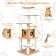 FORCLOVER CJ7431 69 in. H Wood Multi-Layer Platform Cat Tree with Condo with Wood Furniture Cover FORCLOVER CJ7431 69 in. H Wood Multi-Layer Platform Cat Tree with Condo with Wood Furniture Cover