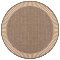 Couristan  Recife Wicker Stitch Cocoa-Natural 9 ft. x 9 ft. Round Indoor/Outdoor Area Rug