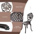 Costway 3-Pieces Metal Round Table Chairs Outdoor Bistro Set All-Weather Cast Aluminum Yard