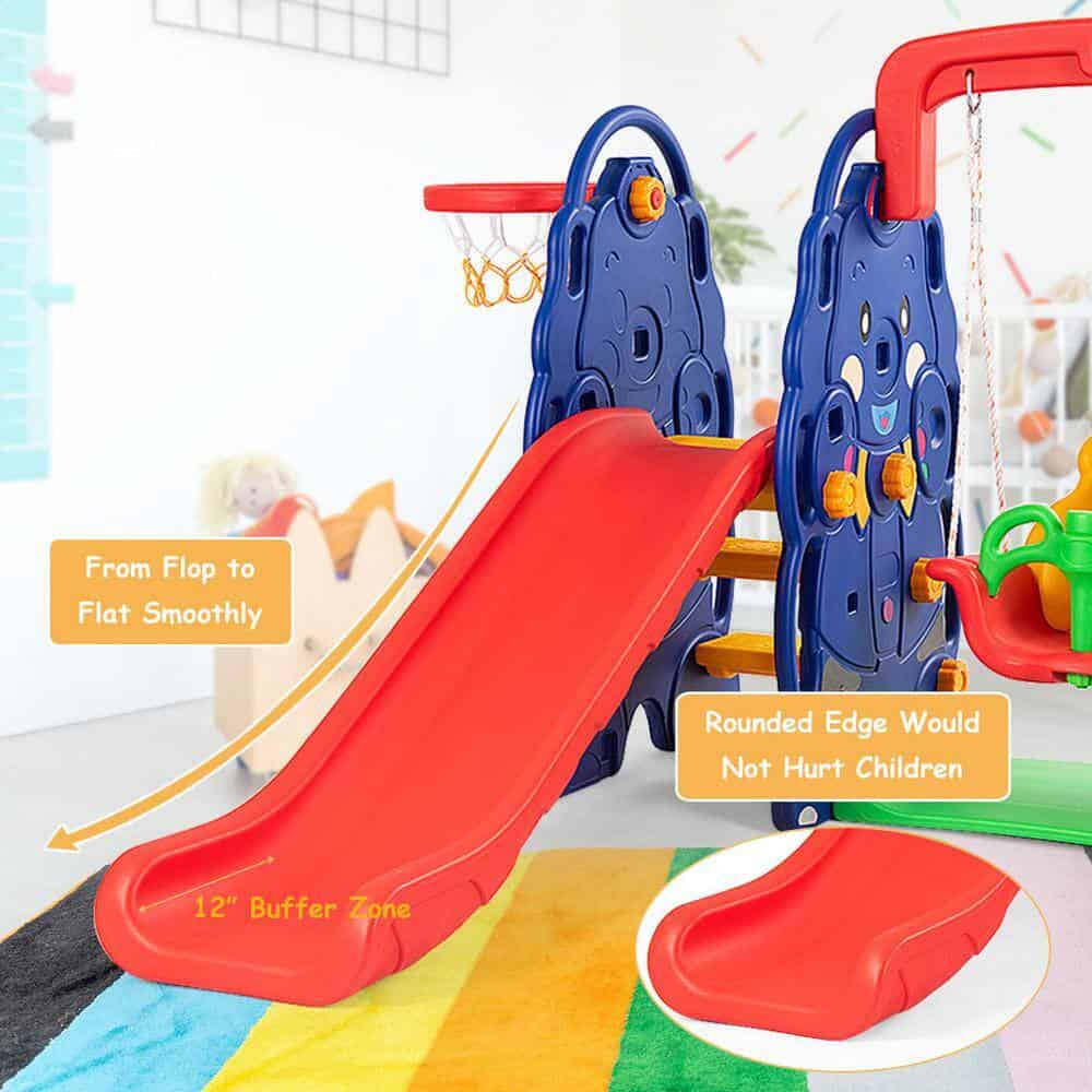 Costway TY325113+ 3 in 1 Junior Children Climber Slide Swing Seat Basketball Hoop Playset Backyard Costway TY325113+ 3 in 1 Junior Children Climber Slide Swing Seat Basketball Hoop Playset Backyard - Image 4
