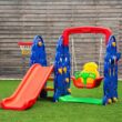 Costway TY325113+ 3 in 1 Junior Children Climber Slide Swing Seat Basketball Hoop Playset Backyard Costway TY325113+ 3 in 1 Junior Children Climber Slide Swing Seat Basketball Hoop Playset Backyard