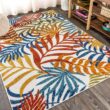 JONATHAN Y Tropics Palm Leaves Cream/Orange 9 ft. x 12 ft. Indoor/Outdoor Area Rug JONATHAN Y Tropics Palm Leaves Cream/Orange 9 ft. x 12 ft. Indoor/Outdoor Area Rug