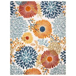 SAFAVIEH Cabana Cream/Red 9 ft. x 12 ft. Floral Leaf Indoor/Outdoor Patio Area Rug