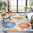 SAFAVIEH Cabana Cream/Red 9 ft. x 12 ft. Floral Leaf Indoor/Outdoor Patio Area Rug