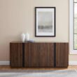 Welwick Designs Dark Walnut Wood and Metal Accent Modern 4-Door Sideboard Welwick Designs Dark Walnut Wood and Metal Accent Modern 4-Door Sideboard