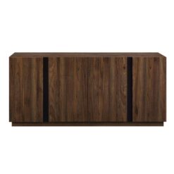 Welwick Designs  Dark Walnut Wood and Metal Accent Modern 4-Door Sideboard