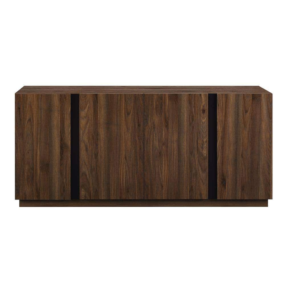 Welwick Designs Dark Walnut Wood and Metal Accent Modern 4-Door Sideboard Welwick Designs Dark Walnut Wood and Metal Accent Modern 4-Door Sideboard