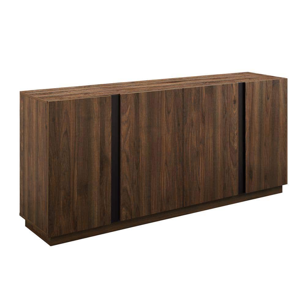 Welwick Designs Dark Walnut Wood and Metal Accent Modern 4-Door Sideboard Welwick Designs Dark Walnut Wood and Metal Accent Modern 4-Door Sideboard - Image 6