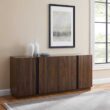 Welwick Designs Dark Walnut Wood and Metal Accent Modern 4-Door Sideboard Welwick Designs Dark Walnut Wood and Metal Accent Modern 4-Door Sideboard