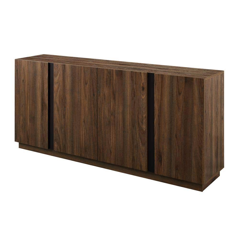Welwick Designs Dark Walnut Wood and Metal Accent Modern 4-Door Sideboard Welwick Designs Dark Walnut Wood and Metal Accent Modern 4-Door Sideboard - Image 4