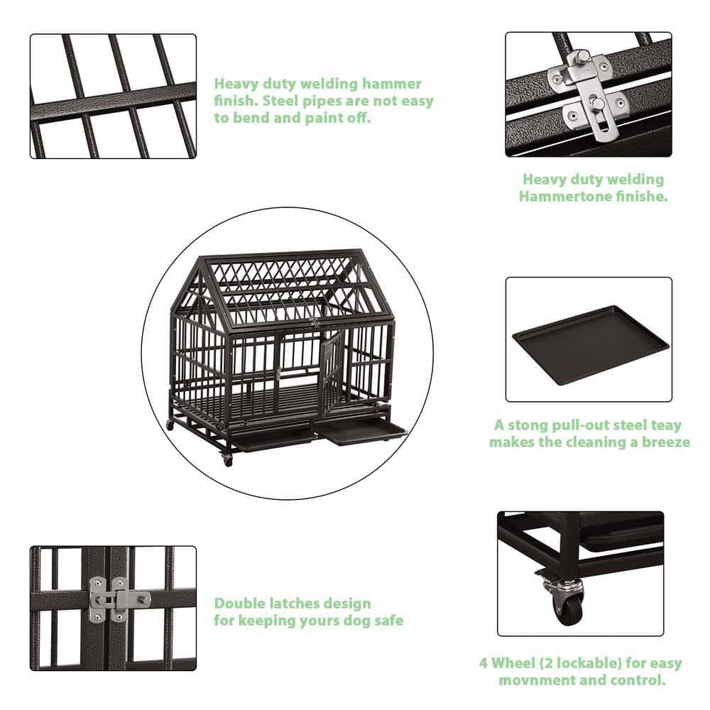 Tatayosi YH-H-PP-DC031 38 in. Outdoor Heavy-Duty Metal Iron Dog Cage in Brown Tatayosi YH-H-PP-DC031 38 in. Outdoor Heavy-Duty Metal Iron Dog Cage in Brown - Image 4