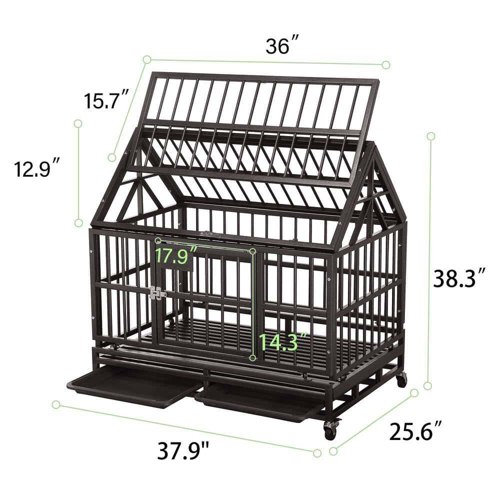 Tatayosi YH-H-PP-DC031 38 in. Outdoor Heavy-Duty Metal Iron Dog Cage in Brown Tatayosi YH-H-PP-DC031 38 in. Outdoor Heavy-Duty Metal Iron Dog Cage in Brown - Image 3