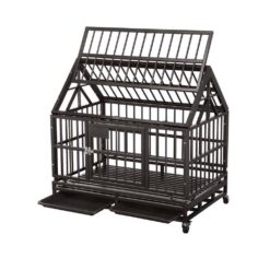 Tatayosi YH-H-PP-DC031 38 in. Outdoor Heavy-Duty Metal Iron Dog Cage in Brown