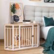 Kahomvis AWS-LKW9-448 Corner Dog Crate with Cushion, Dog Kennel with Wood and Mesh Kahomvis AWS-LKW9-448 Corner Dog Crate with Cushion, Dog Kennel with Wood and Mesh