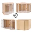 Kahomvis AWS-LKW9-448 Corner Dog Crate with Cushion, Dog Kennel with Wood and Mesh Kahomvis AWS-LKW9-448 Corner Dog Crate with Cushion, Dog Kennel with Wood and Mesh