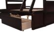 Harper & Bright Designs Espresso Twin over Full Wood Bunk Bed with 2-Drawers