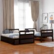 Harper & Bright Designs Espresso Twin over Full Wood Bunk Bed with 2-Drawers