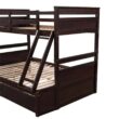 Harper & Bright Designs Espresso Twin over Full Wood Bunk Bed with 2-Drawers