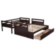 Harper & Bright Designs Espresso Twin over Full Wood Bunk Bed with 2-Drawers