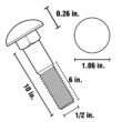 Everbilt 803640 1/2 in.-13 x 10 in. Galvanized Carriage Bolt (25-Pack)