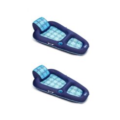 Aqua Leisure Luxury Water Lounge Pool Float with Headrest, Blue  (2 Pack)