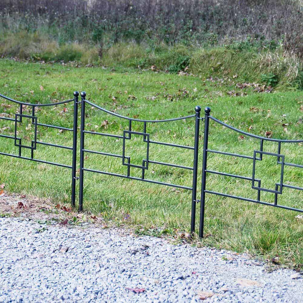 ACHLA DESIGNS DFS-25-4 31.5 in. Tall Graphite Powder Coat Iron Square-on-Squares Garden Fence Section (4-Pack) ACHLA DESIGNS DFS-25-4 31.5 in. Tall Graphite Powder Coat Iron Square-on-Squares Garden Fence Section (4-Pack) - Image 3
