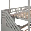 Harper&Bright Designs Gray Twin Over Twin Wood House Bunk Bed with 2-Drawers, Stairs and Slide