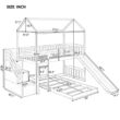 Harper&Bright Designs Gray Twin Over Twin Wood House Bunk Bed with 2-Drawers, Stairs and Slide
