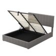 None Gray Queen Size Upholstered Platform Bed with a Hydraulic Storage System