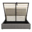 None Gray Queen Size Upholstered Platform Bed with a Hydraulic Storage System