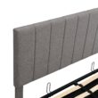 None Gray Queen Size Upholstered Platform Bed with a Hydraulic Storage System