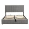 None Gray Queen Size Upholstered Platform Bed with a Hydraulic Storage System