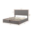 None Gray Queen Size Upholstered Platform Bed with a Hydraulic Storage System