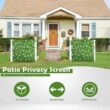 Cisvio D0102HPK737 Expandable Faux Privacy Fence, Decorative Faux Ivy Greenery Fencing Panel, with White Flower (4-Pack)