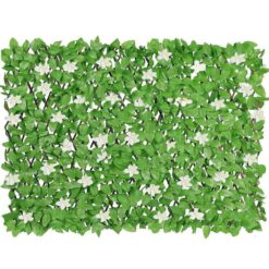 Cisvio D0102HPK737 Expandable Faux Privacy Fence, Decorative Faux Ivy Greenery Fencing Panel, with White Flower (4-Pack)